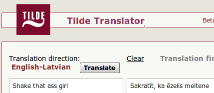 Shake that ass girl - Tilde Translator